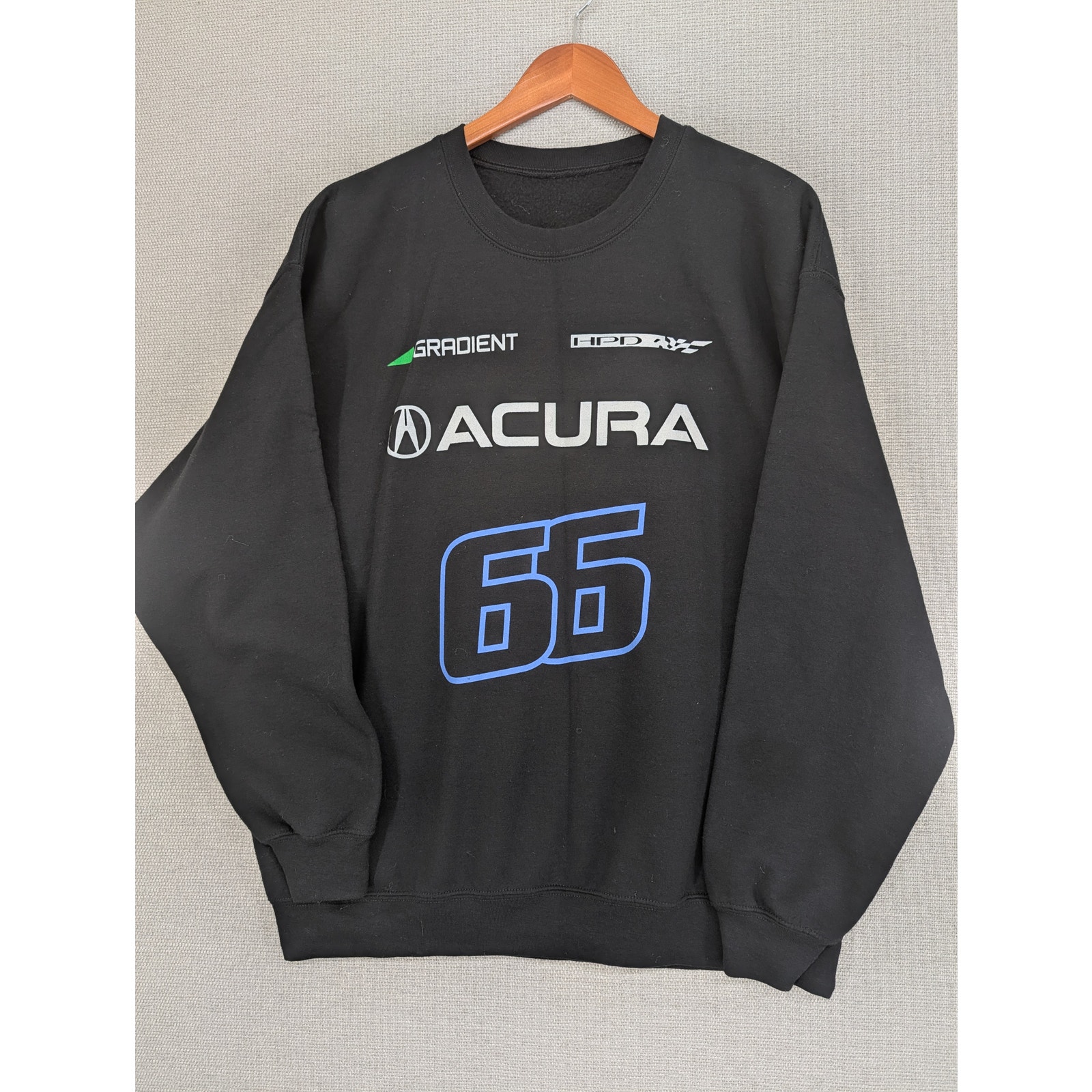 Gradient Racing Acura Hpd 66 Crew Sweatshirt Size Large Black Motorsports